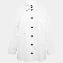 Pre Owned Fendi White Synthetic Coated Button Front Jacket L
