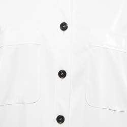 مملوكة مسبقًا Fendi White Synthetic Coated Button Front Jacket L