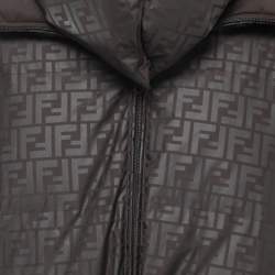 Fendi Brown FF Monogram Synthetic Reversible Hooded Down Jacket S