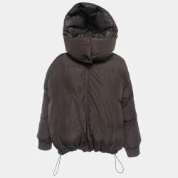 Fendi Brown FF Monogram Synthetic Reversible Hooded Down Jacket S
