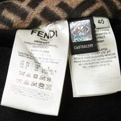 Fendi Brown/Black Zucca Printed Wool Reversible Coat S