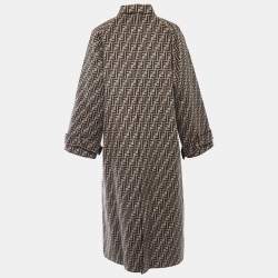 Fendi Brown/Black Zucca Printed Wool Reversible Coat S