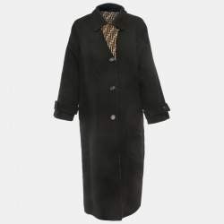 Fendi Brown/Black Zucca Printed Wool Reversible Coat S