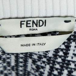 مملوكة مسبقًا Fendi Moochrome Zucca Pattern Knit Oversized Cardigan XL