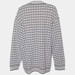 مملوكة مسبقًا Fendi Moochrome Zucca Pattern Knit Oversized Cardigan XL