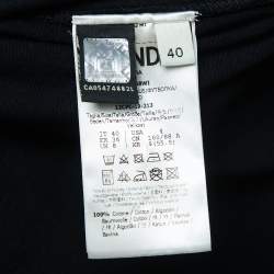 مملوكة مسبقًا Fendi Black Logo Print Tape Detailed Half Sleeve T-Shirt S