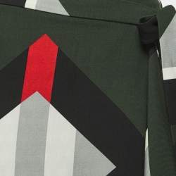 Fendi Multicolor Geometric Print Wool Wrap Midi Skirt S
