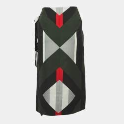 Fendi Multicolor Geometric Print Wool Wrap Midi Skirt S