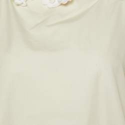 مملوكة مسبقًا Fendi Off White Cotton Zip Front Neck Tie Blouse S