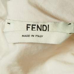مملوكة مسبقًا Fendi Off White Cotton Zip Front Neck Tie Blouse S