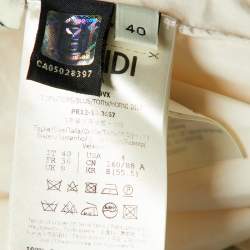 مملوكة مسبقًا Fendi Off White Cotton Zip Front Neck Tie Blouse S