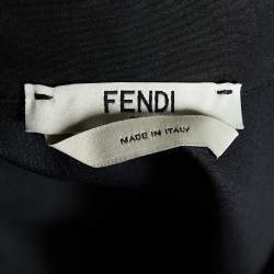 مملوكة مسبقًا فستان فندي تفاصيل قصة كريب مطرز زهور أسود S