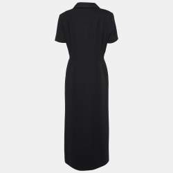 مملوكة مسبقًا فستان فندي تفاصيل قصة كريب مطرز زهور أسود S