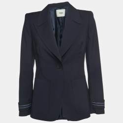 Fendi Navy Blue Wool Single Breasted Blazer S