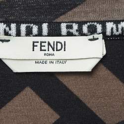 Pre Owned Fendi Brown Zucca Print Cotton Crew Neck T- Shirt L