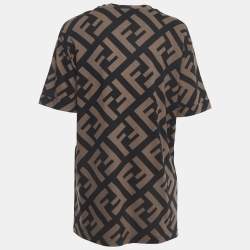 Pre Owned Fendi Brown Zucca Print Cotton Crew Neck T- Shirt L