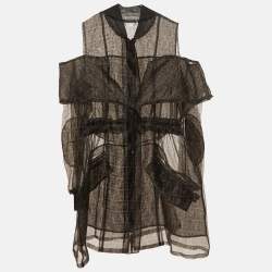 Fendi Brown Zucca Monogram Organza Off- Shoulder Jacket XL