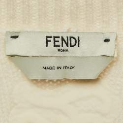 Pre Owned Fendi Off-White Cashmere Half Sleeve Pullover Top S