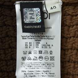 Pre Owned Fendi Brown Striped Knit Top S