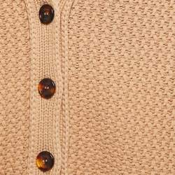 Pre Owned Fendi Light Brown Striped Knit Buttoned Cardigan S