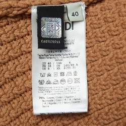 Pre Owned Fendi Light Brown Striped Knit Buttoned Cardigan S