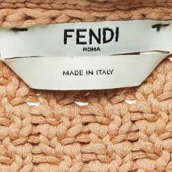 Pre Owned Fendi Light Brown Striped Knit Buttoned Cardigan S