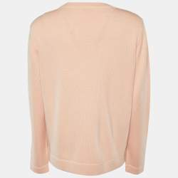 Pre Owned Fendi Light Orange Wool Fox Fur Bug Eye Sweater L