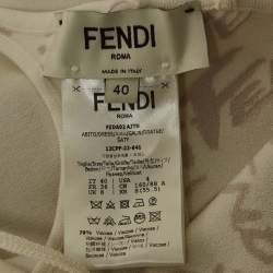 Pre Owned Fendi Off-White Knit Cut-out Logo Detail Mini Sheath Dress S