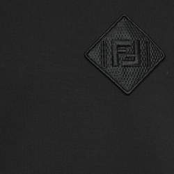 Pre Owned Fendi Black Logo Patch Cotton Knit Zipper Detail Sleeve Sweater L