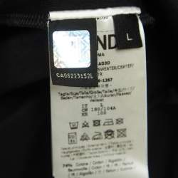 Pre Owned Fendi Black Logo Patch Cotton Knit Zipper Detail Sleeve Sweater L