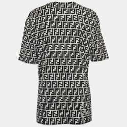 Fendi Black /White Logo Print and Embroidered Cotton T-Shirt S