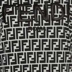 Fendi Black /White Logo Print and Embroidered Cotton T-Shirt S