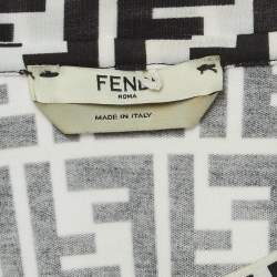 Fendi Black /White Logo Print and Embroidered Cotton T-Shirt S