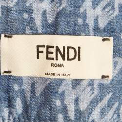 Fendi Blue Brushed Logo Denim High Rise Shorts M Waist 30''