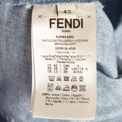 Fendi Blue Brushed Logo Denim High Rise Shorts M Waist 30''