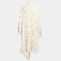 Fendi Vintage Cream Cashmere Fur Mid Length Coat S