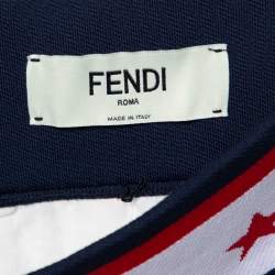 Pre Owned Fendi X Fila White Fendimania Print Silk Pleated Midi Skirt M