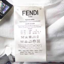 Pre Owned Fendi X Fila White Fendimania Print Silk Pleated Midi Skirt M