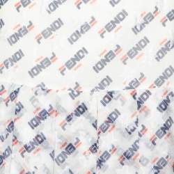 Pre Owned Fendi X Fila White Fendimania Print Silk Pleated Midi Skirt M