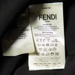 Pre Owned Fendi Blue Printed Silk Cut-Out Maxi Dress S