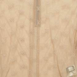 Fendi Beige Logo Embroidered Mesh Bodysuit S
