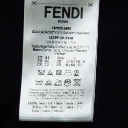 Pre Owned Fendi Black Jacquard Silk Single Breasted Blazer M