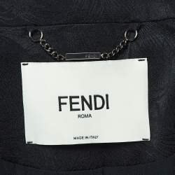 Pre Owned Fendi Black Jacquard Silk Single Breasted Blazer M