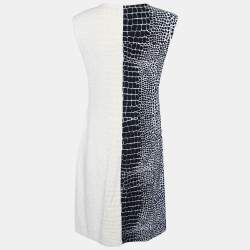 مملوكة مسبقًا Fendi White/Black Crocodile Jacquard Knit Sleeveless Dress M