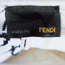 مملوكة مسبقًا Fendi White/Black Crocodile Jacquard Knit Sleeveless Dress M