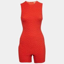 Fendi X Skims Red Logo Printed Nylon Jumpsuit S