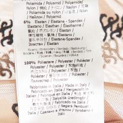 مملوكة مسبقًا Fendi Beige FF Embroidered Stretch Tulle Turtle Neck Bodysuit L