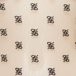 مملوكة مسبقًا Fendi Beige FF Embroidered Stretch Tulle Turtle Neck Bodysuit L