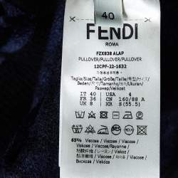 Fendi Navy Blue/Black FF Monogram Knit Crop Top S
