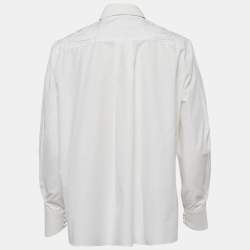 Pre Owned Fendi White Embroidered Yoke Cotton Long Sleeve Shirt S